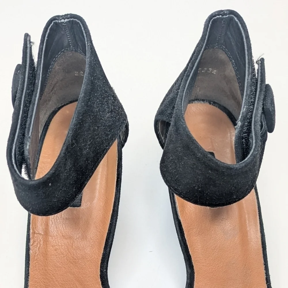 Paul Green Black Suede Sandals Heeled Ankle Strap US Size 9 / UK Size 6.5